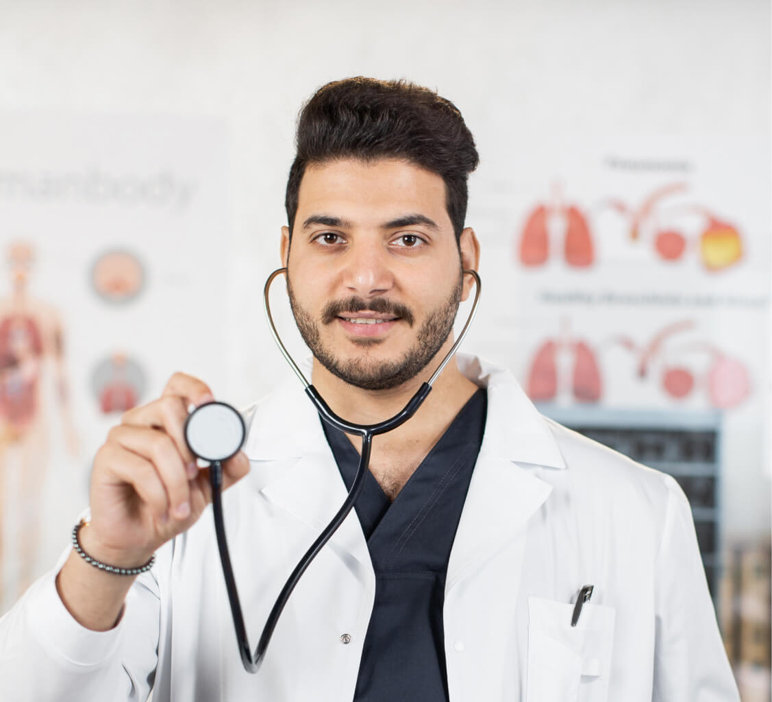 Indian Doctor Holding Stethoscope And Smiling On C 2023 11 27 05